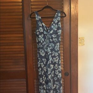 Floral Blue Sleeveless Dress